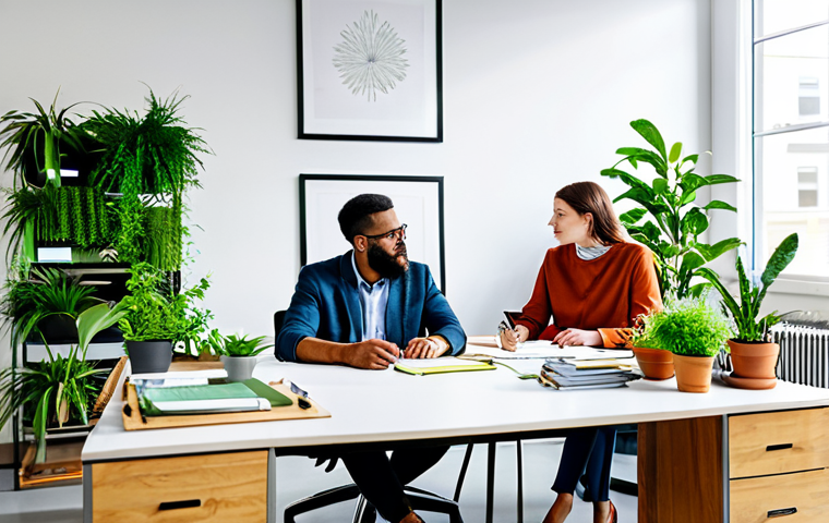 초기 단계 스타트업의 인사이트로 보는 시장 트렌드 - Sustainable Startup** "A diverse team of professionals brainstorming ideas around a table filled wi...
