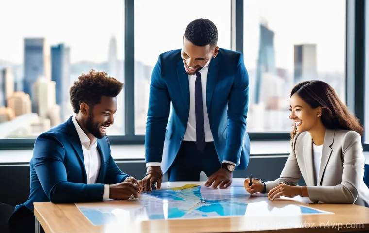 초기 스타트업의 글로벌 네트워크 구축 방법 - **Prompt 1: Diverse Global Team Collaboration** "A group of diverse young entrepreneurs, includi...