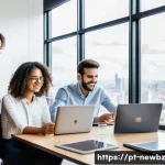 Home 22 스타트업 심사에서의 경쟁 우위 확보 전략 - A dynamic, modern startup office scene in São Paulo, Brazil, showing a diverse team of young profess...