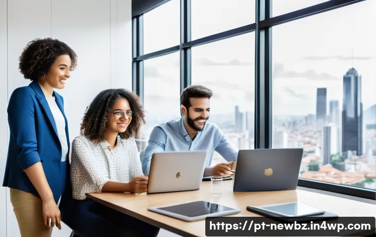 스타트업 심사에서의 경쟁 우위 확보 전략 - A dynamic, modern startup office scene in São Paulo, Brazil, showing a diverse team of young profess...