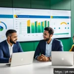 Home 21 초기 스타트업의 자금 조달 단계별 체크리스트 - A modern Brazilian startup office scene featuring diverse entrepreneurs in business casual attire di...