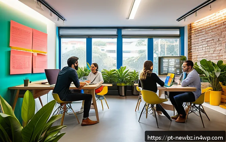 초기 스타트업의 시장 진입 장벽 극복 전략 - A vibrant Brazilian startup office scene showing a diverse team of young professionals collaborating...