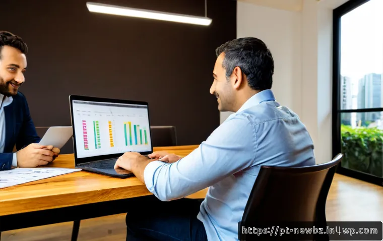 Home 17 스타트업 투자자와의 관계 지속성 유지하기 - Photorealistic startup founder and investor maintaining a long-term partnership during a warm meetin...
